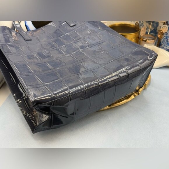 🆕 TED BAKER 🧿 NWOT CROCCON Eco Croc Leather Large Icon Tote Bag, Dark Blue - Picture 12 of 12